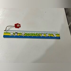 Vintage 1960s Peanuts Ruler with Snoopy Dog House Name Tag Hong Kong